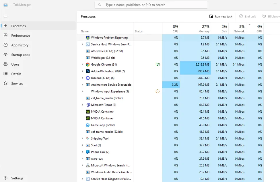 Windows Task Manager Windows Task Manager